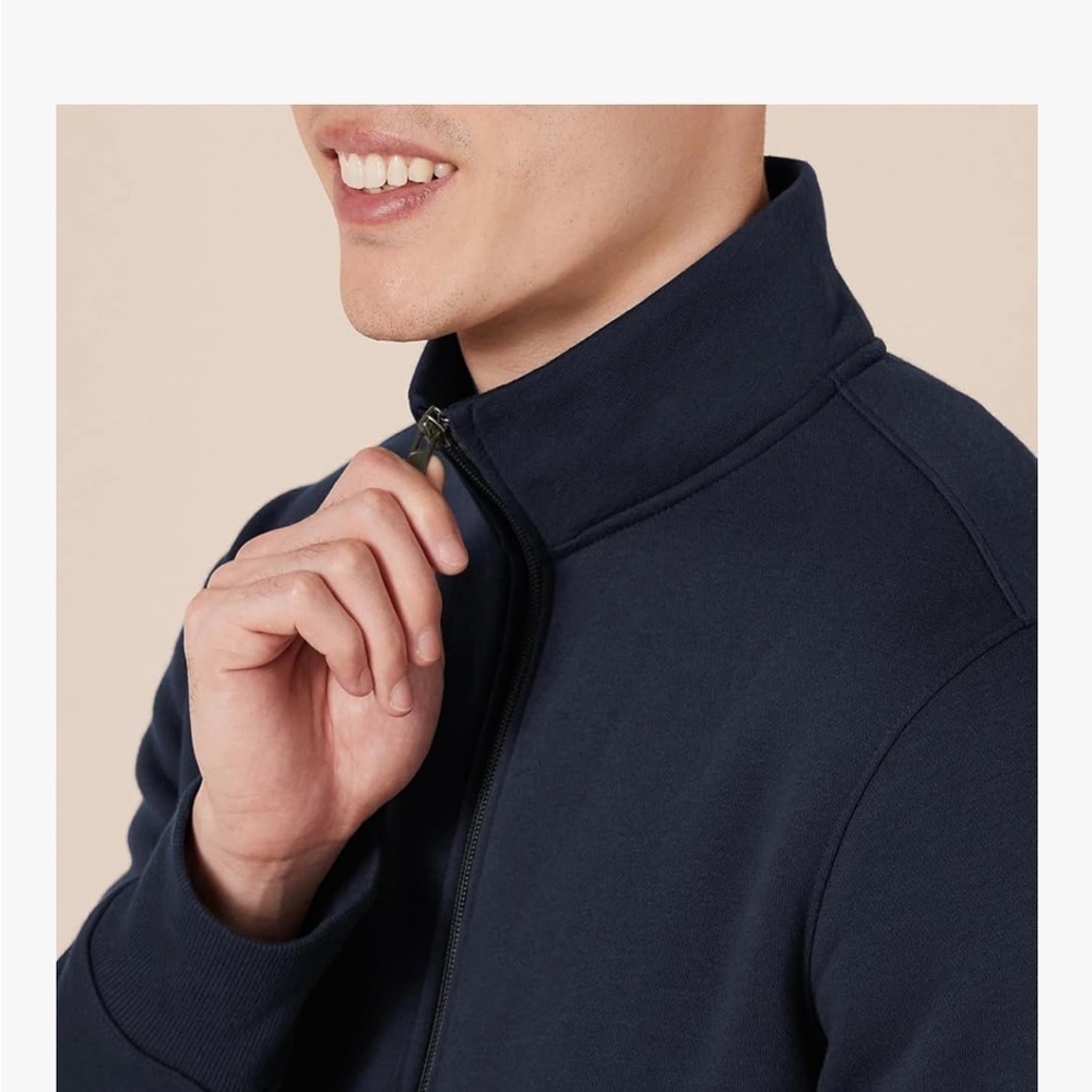 Amazon Essentials Black Zip Up Jacket with Ribbed Cuffs - Picture 3 of 6